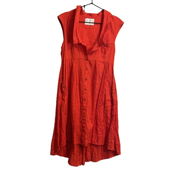Anthropologie Dresses & Skirts - Anthropologie Postmark Red 4 Corners Dress Embroidered Peterpan Collar size 4
